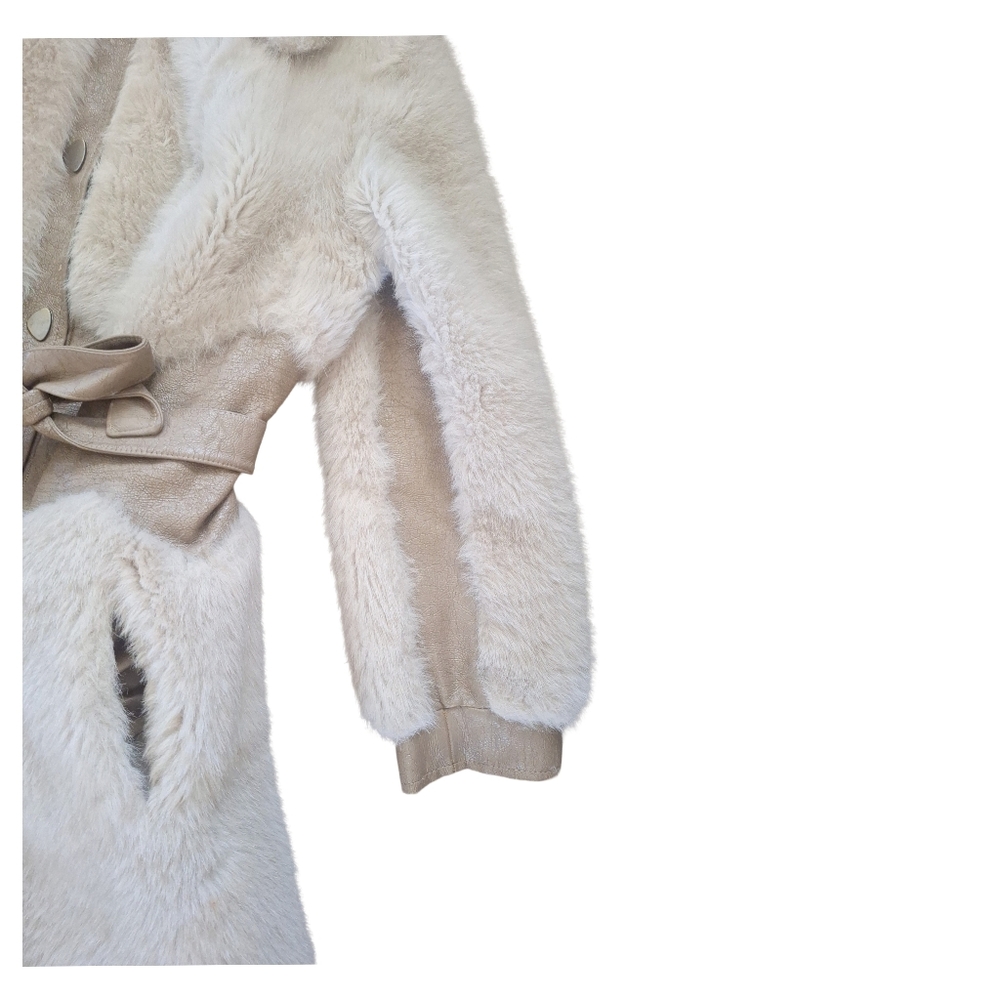 Vintage 60s 70s Penny Lane Faux Fur Winter Coat - Picture 5 of 11